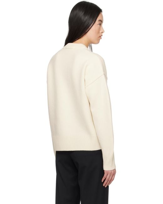 Pull Blanc Cassé En Laine À Logo Ami De Cœur AMI en coloris Black