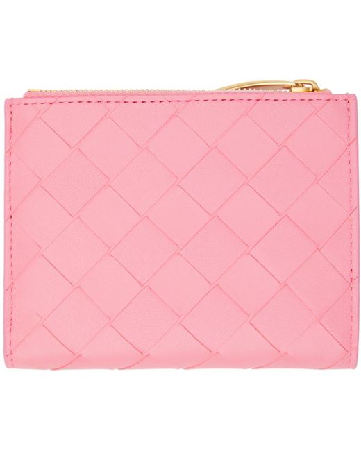 Bottega Veneta スモール Intrecciato 二つ折り ジップウォレット Pink