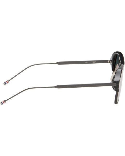 Thom Browne Gray Acetate & Titanium Aviator Pilot Sunglasses for men