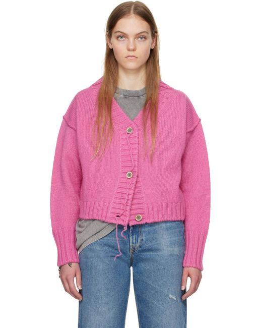 Acne Pink Loose Thread Cardigan
