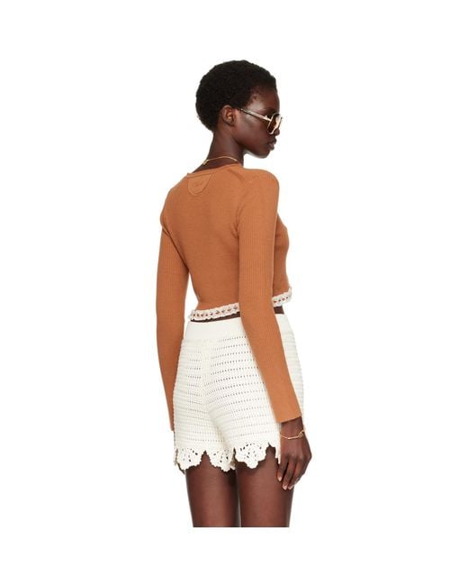 Chloé White Cropped Fitted Sweater