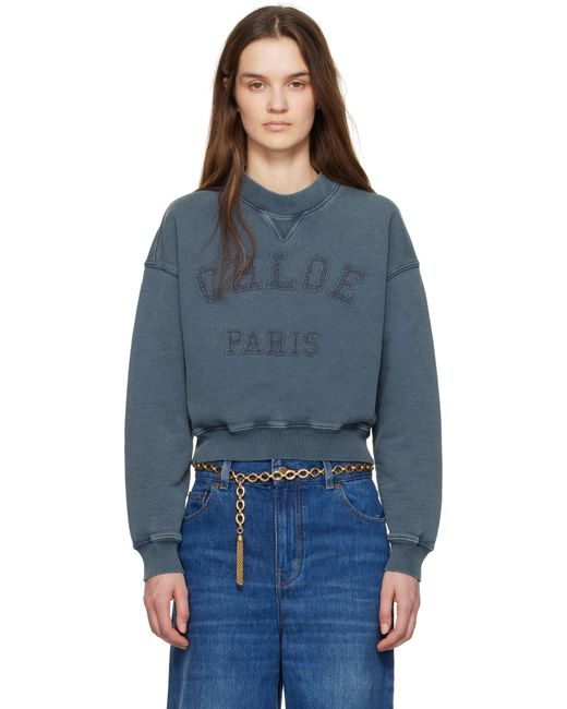 Chloé ブルー ショート ロゴ スウェットシャツ Blue