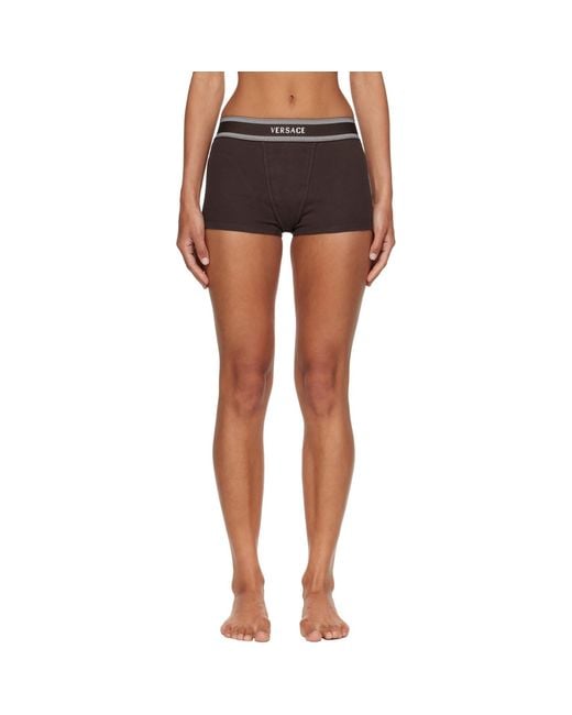 Versace Black Cotton Rib Short Trunk Boxer Briefs