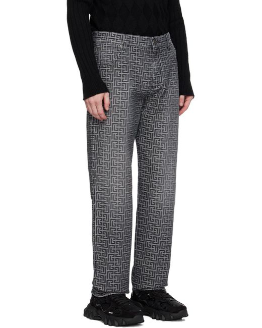 Balmain Black Monogram Jacquard Jeans for men
