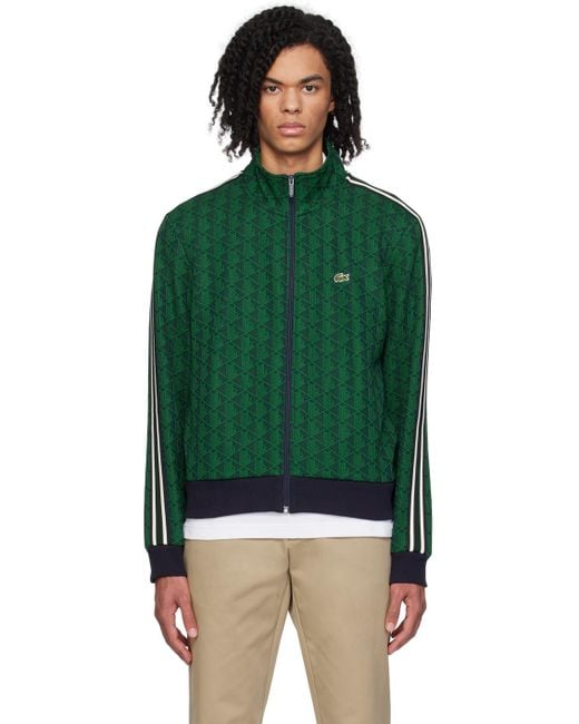 Lacoste Navy & Green Zip Up Sweatshirt for men