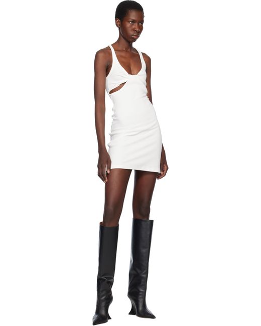 Robe Courte 90's Blanche En Jersey Côtelé À Ornement Torsadé Courreges en coloris Black
