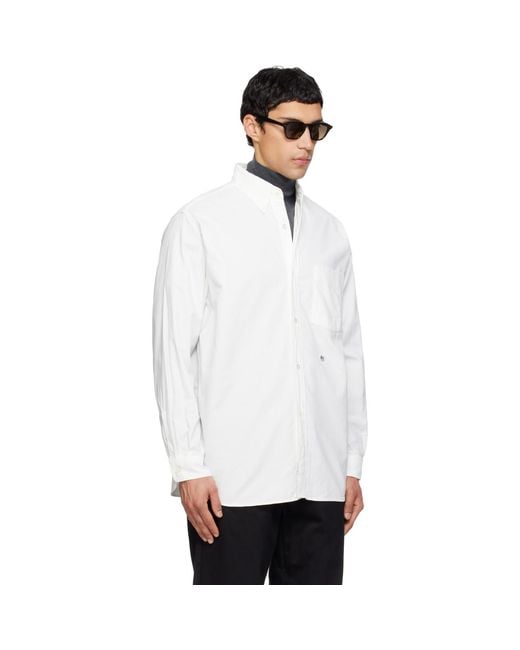 Nanamica White Off- Button Down Wind Shirt for men