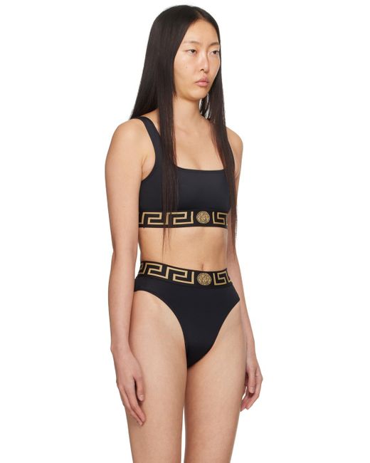 Versace Black Greca Bikini Top