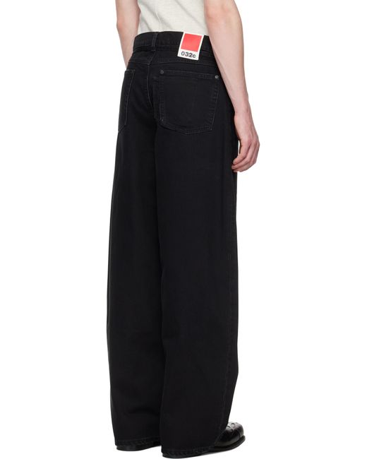032c Black 'Down To Earth' Wide Leg Jeans for men