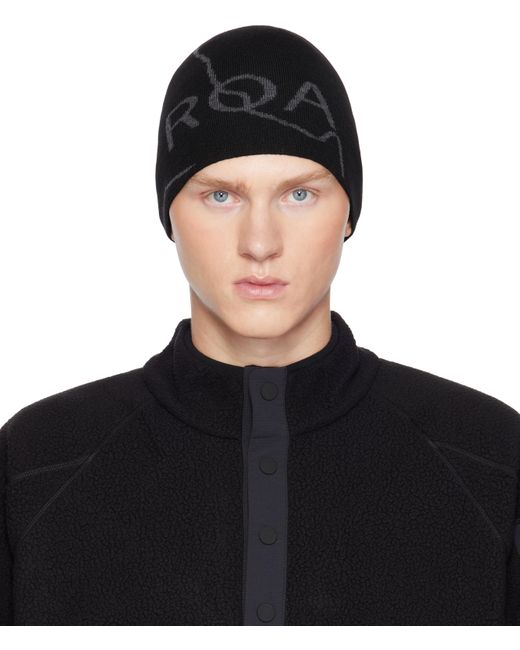 Roa Black Logo Beanie for men