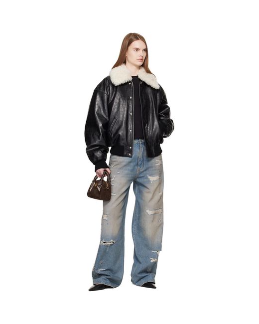 Amiri Black Ma Quad Leather Bomber Jacket