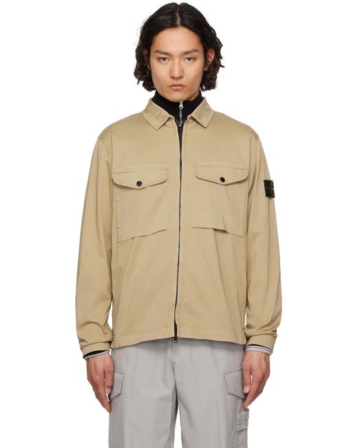 メンズ Stone Island ベージュ Organic Stretch Cotton Satin ジャケット Natural