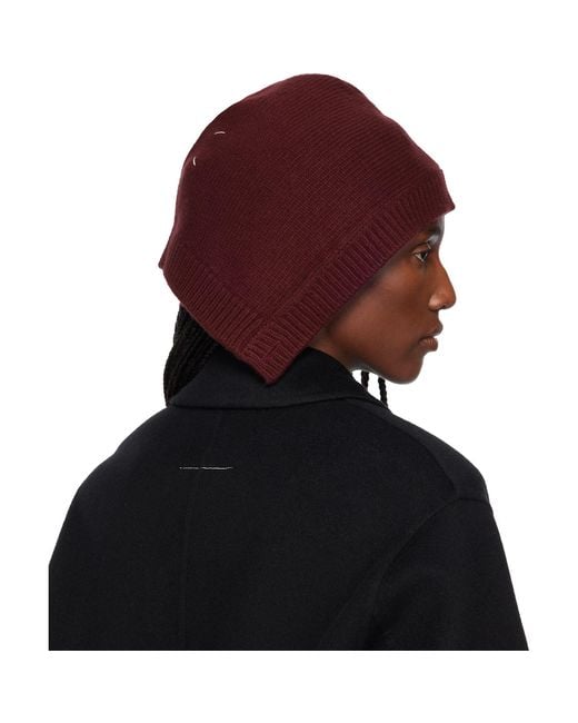 Maison Margiela Black Burgundy Wool Knit Hood
