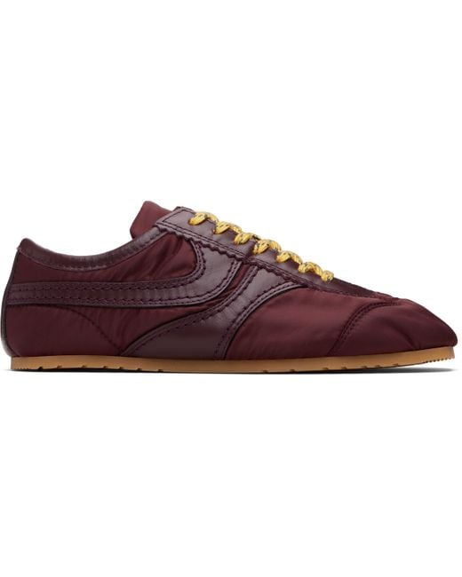 Dries Van Noten Black Burgundy Nylon Sneakers for men