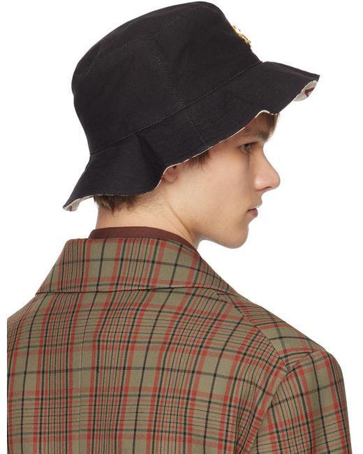 Vivienne Westwood Brown Black Fisher Bucket Hat for men