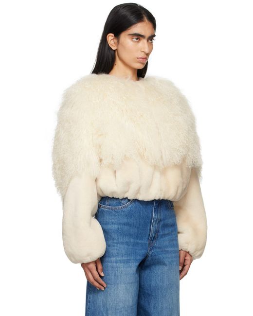 Chloé Blue Cropped Lambskin Shearling Jacket