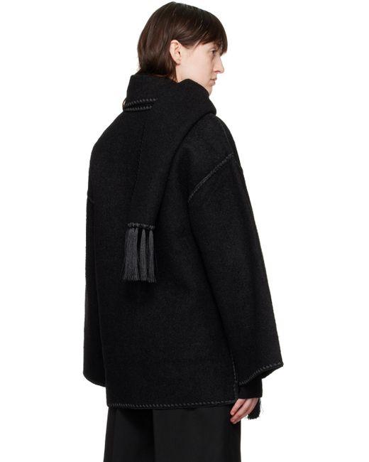 Totême  Black Scarf-Effect Wool-Blend Jacket