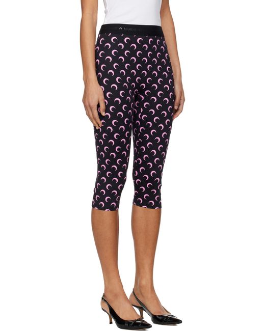 MARINE SERRE Black Recycled Moon Jersey Capri Leggings
