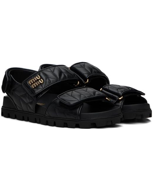 Miu Miu Black Quilted Nappa Sandals