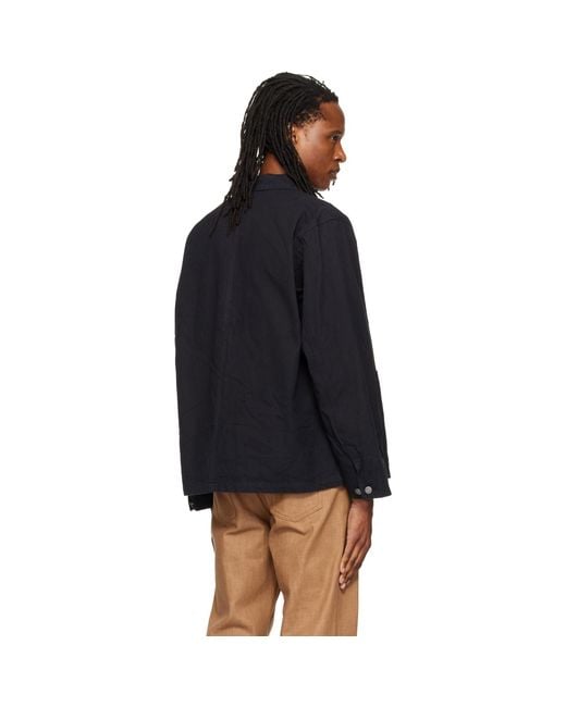 Nudie Jeans Black Howie Duck Canvas Chore Jacket for men