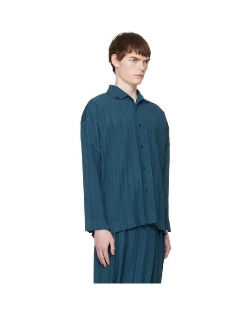 Homme Plissé Issey Miyake Blue Edge Ensemble Shirt for men
