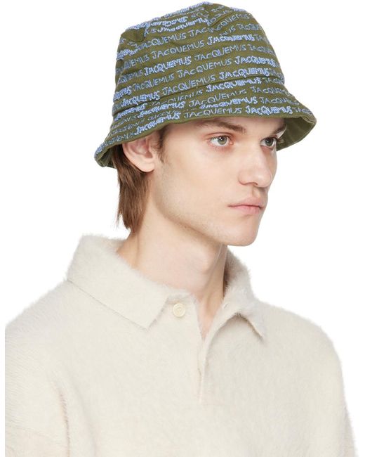 Jacquemus Multicolor Khaki & Blue Le Raphia 'le Bob Bordado' Bucket Hat for men