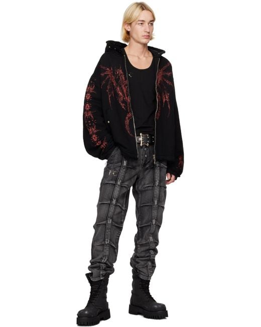 THUG CLUB Dragon Stud Zip-Up Hoodie in Black for Men | Lyst UK