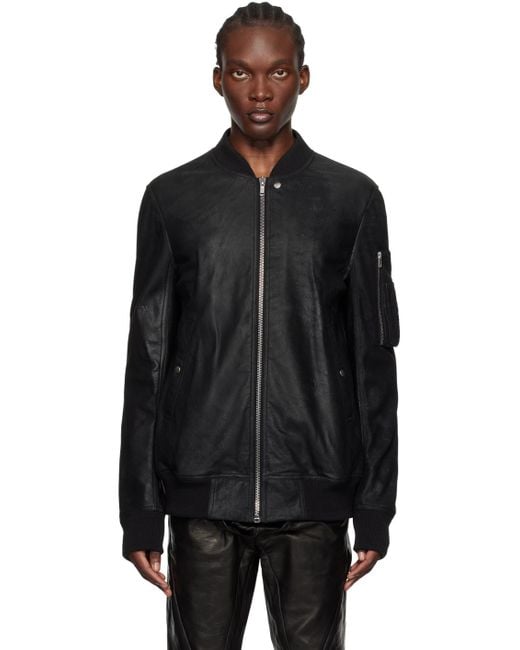 ジャケット・アウター Rick Owens classic flight leather jacket Rick Owens Black Classic Flight Leather Jacket Rick Owens