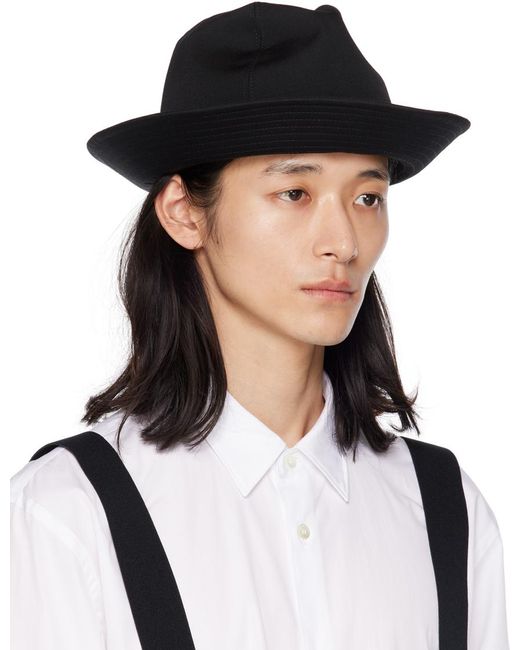 メンズ Yohji Yamamoto ギャバジン フェドラハット ブラック | Lyst