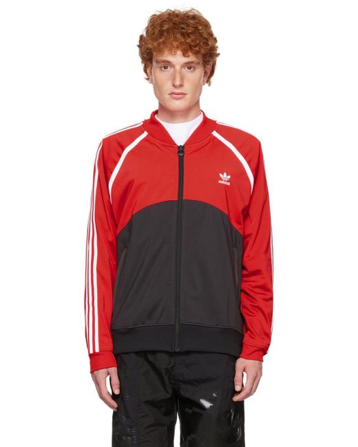 adidas Originals Synthetic Red Blocked Track Jacket for Men Lyst Canada
