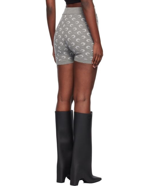 MARINE SERRE Black Moon Jacquard Knit Shorts