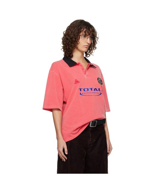Martine Rose Red Oversized S/S 'Total' Sports Polo