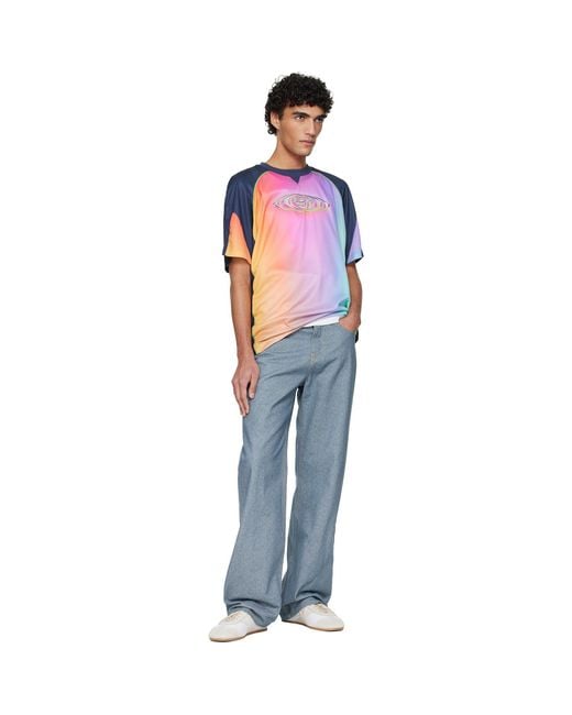 Casablanca Blue Short Sleeve Football T-Shirt for men