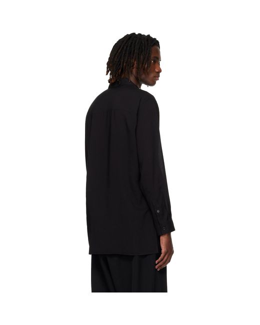 Yohji Yamamoto Black Cellulose Lawn Double Collar Shirt for men
