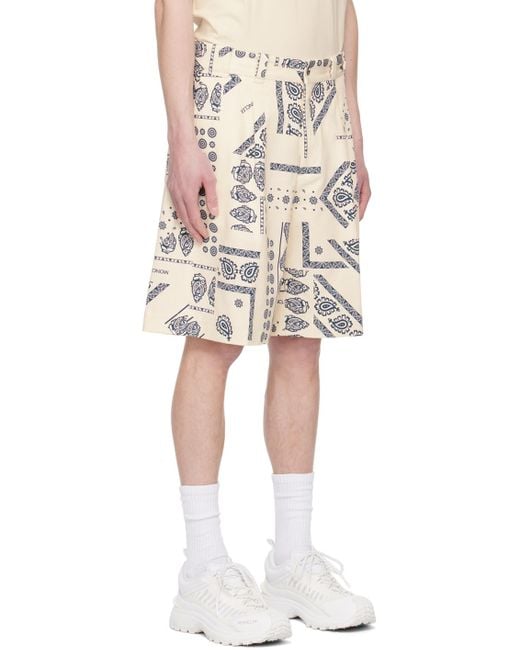 Moncler Natural Off-white Printed Shorts for men
