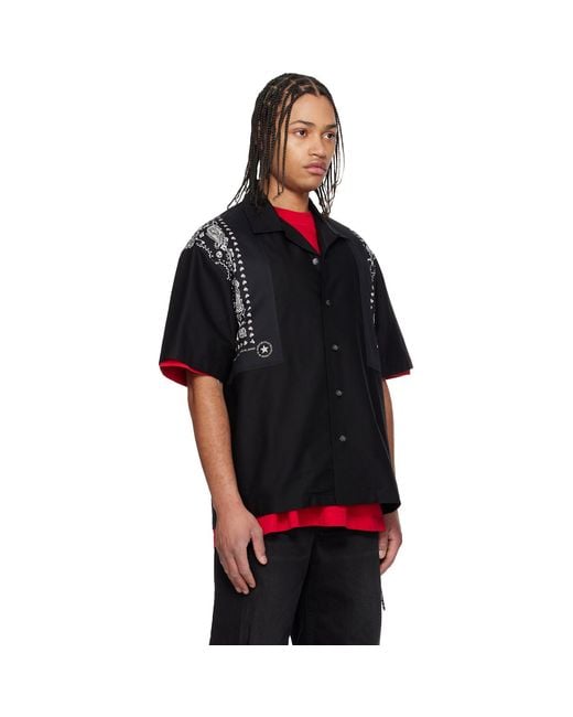 Mastermind Japan Black Bandana Short Sleeve Shirt for men