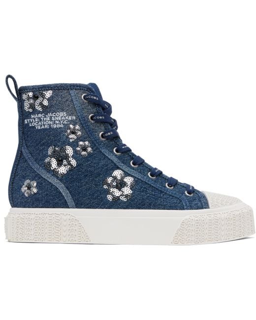 Marc Jacobs Blue 'The Sequin Daisy Denim High Top' Sneakers