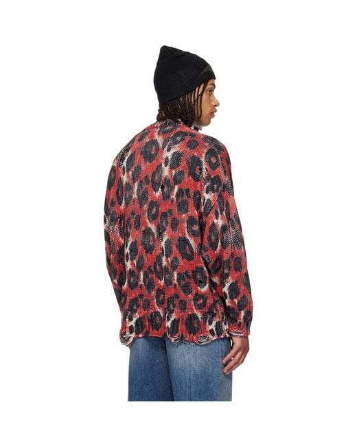 R13 Red Printed Oversized Sweater for men