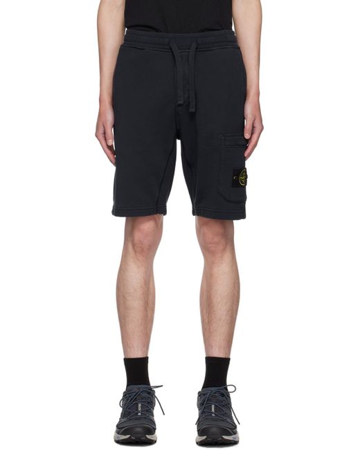 メンズ Stone Island ネイビー レギュラーフィット ショートパンツ Black