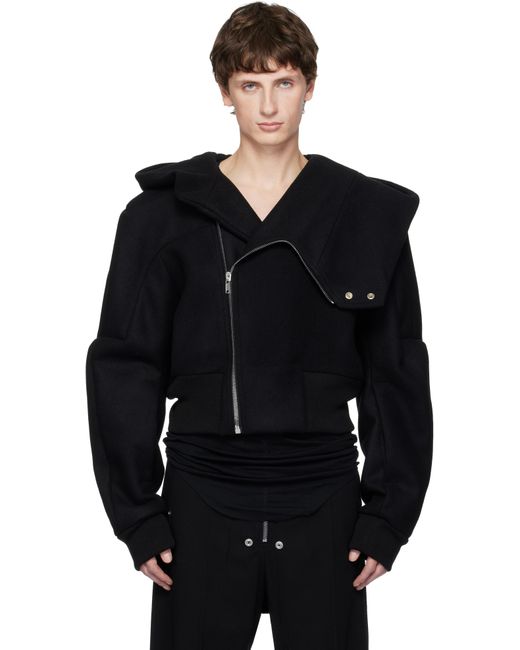 メンズ Rick Owens ブラック Concordians Cropped Hooded Flight Rick 