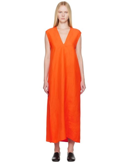 Robe Midi Lise En Lin Studio Nicholson en coloris Orange