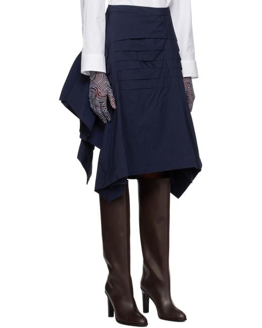 Dries Van Noten Blue Deconstructed Midi Skirt