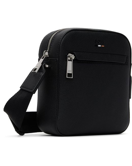 Boss Black Signature-Stripe Trim Reporter Bag for men