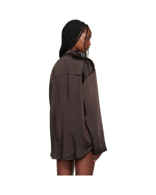 Skims Brown Lightweight Satin Oversized Shirt