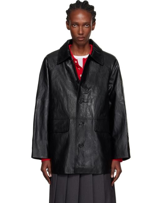 DUNST ブラック Lily Half フェイクレザー ジャケット Black