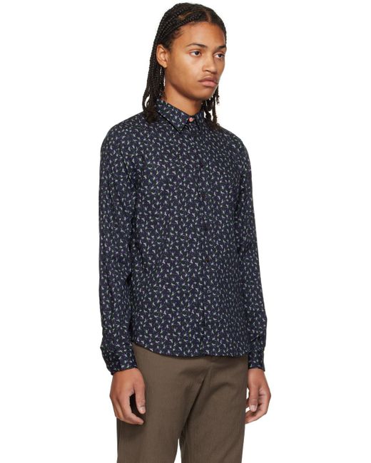 PS by Paul Smith Black Navy Floral Shirt for men