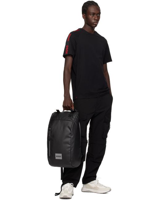 HUGO Black Logo Patch Backpack for men