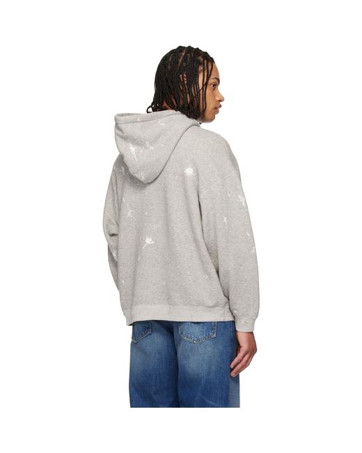 R13 Gray 'Not A Fan' Oversized Hoodie for men
