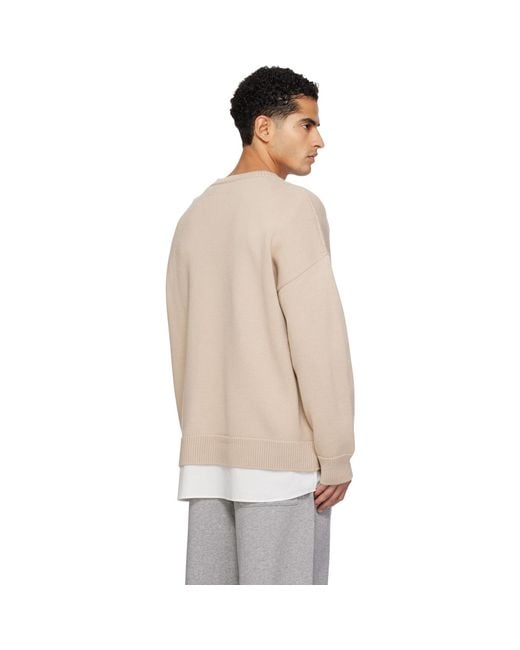 MM6 by Maison Margiela Natural Two-In-One Varsity Knit Sweater for men