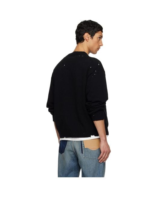 Maison Mihara Yasuhiro Black Message Jacquard Knit Sweater for men